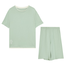 红豆睡衣女纯棉撞色简约可外穿短袖短裤套头家居服【25年春夏上新】