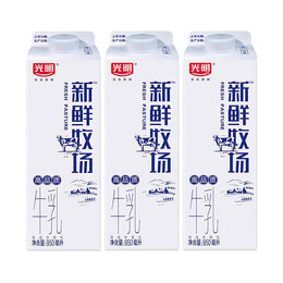 光明新鲜牧场鲜牛奶屋顶包装优质生牛乳3.4g蛋白质低温鲜奶 新鲜牧场950ml*3盒