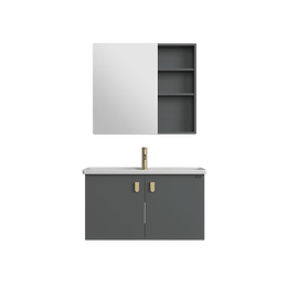 以舊換新補貼：JOMOO 九牧 A2721-16LD-1 極簡浴室柜組合 深灰色 90cm
