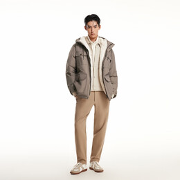 杰克·琼斯（JACK&amp;JONES）男装衣服秋冬短款羽绒服男保暖外套合集 224412078灰棕 L 180