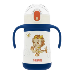 膳魔师（THERMOS）儿童水杯316l不锈钢保温杯宝宝水杯小学生吸管杯耐磨防摔可斜跨 麒麟 320ml（带把手）