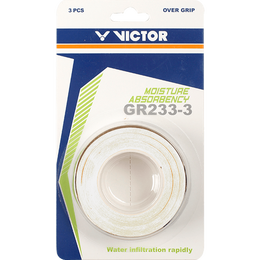 威克多（VICTOR） 胜利羽毛球手胶GR233三条装网球拍吸汗带GR262防滑耐磨缠带GR253 吸汗GR233-3A白色
