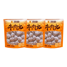 潮發(fā) CHAOFA BEEF潮汕正宗牛肉丸牛筋丸燒烤火鍋食材關東煮空氣炸鍋麻辣燙 250g/袋 牛肉丸3袋 贈小沙茶醬+蒜酥各3包