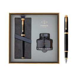 PARKER 派克 鋼筆 IM系列 麗雅黑金夾 F尖 墨水禮盒裝