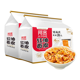 Hi A'KUAN 阿寬 紅油面皮四包裝 非油炸方便面 干拌面紅油麻辣味 460g*2提