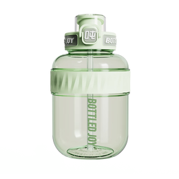 BOTTLED JOY吨吨杯吨吨桶户外便携背带水杯多彩运动杯耐高温潮酷杯子学生水杯 自由韵绿600ML*背带双饮