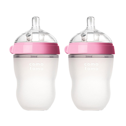 comotomo 可么多么 寶寶奶瓶新生兒 寬口硅膠奶瓶防摔 250ml*2 粉色