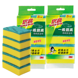3M 思高 海绵百洁布一般厨具 厨房刷锅布钢丝球洗碗布吸水不易沾油加厚去污抹布 百洁布2包
