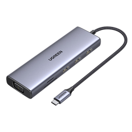 綠聯(lián)（UGREEN）Type-C擴(kuò)展塢拓展塢USB分線器HDMI/VGA網(wǎng)口轉(zhuǎn)接頭HUB讀卡通用蘋果Macmini/Mac air華為聯(lián)想筆記本
