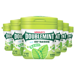 DOUBLEMINT 綠箭 薄荷糖脆皮軟心糖原薄荷味80g*6瓶 糖果零食兒童零食