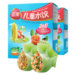 三全儿童水饺组合 虾仁玉米+三文鱼嫩青菜300g*2盒84只 速冻儿童早餐