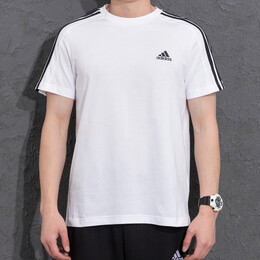 阿迪达斯 （adidas）短袖男 2024夏季新款运动休闲服跑步健身训练透气时尚圆领T恤半袖 IC9336/白色/三条纹 L