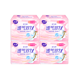 洁婷日用卫生巾透气双U秒吸防漏三维透气姨妈巾245mm4包40片送女友