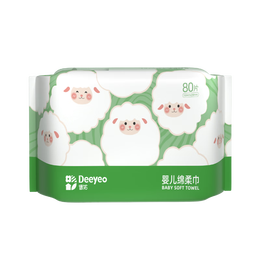 德佑绵柔巾婴儿一次性洗脸巾小白羊宝宝干湿两用卸妆巾抽纸巾 80抽*1大包