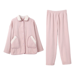 安之伴情侣睡衣秋冬保暖双面玉狐绒简约宽松男女可外穿家居服两件套装 粉色【细腻锁温又柔软】 女 S