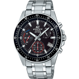 卡西欧（CASIO）全国联保男表商务休闲EFV-540钢带皮带防水三眼石英指针日历手表 EFV-540D-1A(银色钢带款)