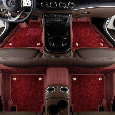 s400l c260l全包围汽车脚垫 酒红色生态皮 奔驰c200l/260l/300l