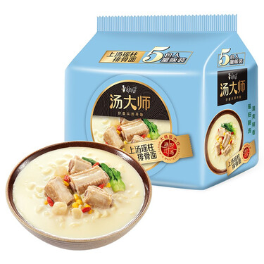 康师傅方便面汤大师上汤瑶柱排骨112g*5泡面袋装速食零食方便食品