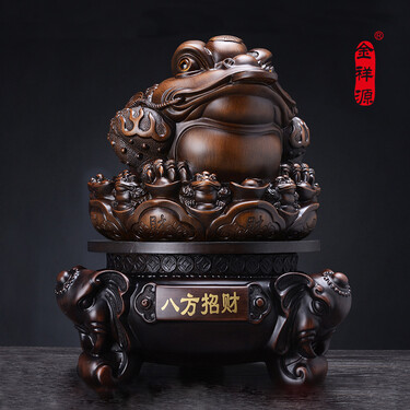 晶湖 纯铜金蟾蜍招财摆件 风水摆件三足金蝉开业礼品办公室家居金蟾