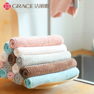 洁丽雅(Grace)洗碗布家务清洁抹布厨房家用不易沾油洗碗巾毛巾吸水擦桌子 10条装