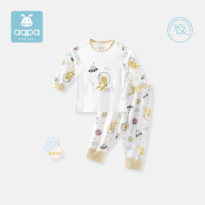 aqpa【8色可选】婴儿内衣套装纯棉衣服秋冬男女宝宝睡衣儿童秋衣秋裤(适合20℃左右) 白底漫游太空 90cm