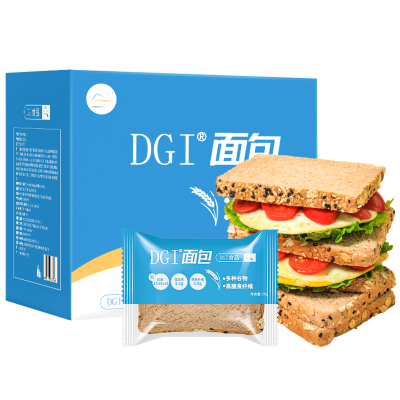 DGI 低GI无糖精黑麦代餐全麦面包粗粮健身食品速食饱腹面包吐司早餐 全麦味 700g