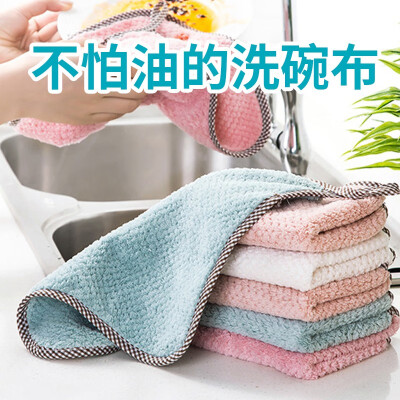 爱整理厨房抹布不掉毛洗碗布不沾油专用吸水毛巾加厚家用懒人抹布擦桌布 菠萝纹混色10条装