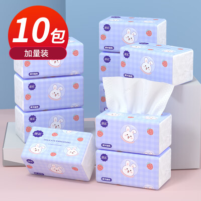 漫花400系列家用原木纸巾抽纸加量装餐巾实惠装卫生纸抽擦手纸 10包【170mm*120mm】