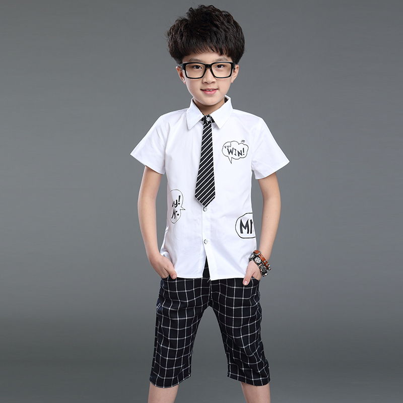 小孩男孩男童白色衬衫牌子品质好 新款好用