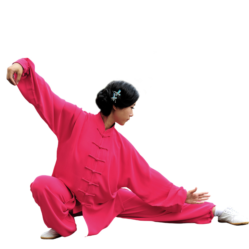 山人运动 高档嘉嘉棉太极服太极拳武术练功服男女款 玫红 xxxxl