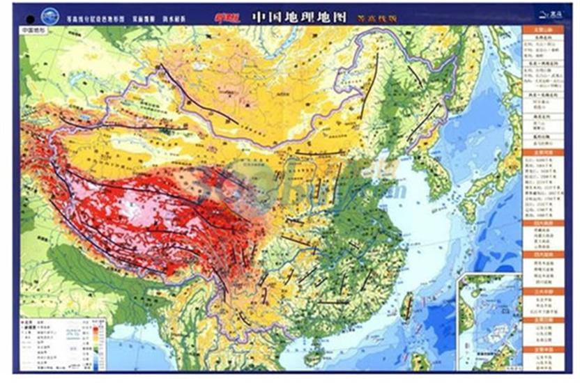 《中国地理地图 等高线分层设色地形…|3011325》-木马智慧 中国地图图片