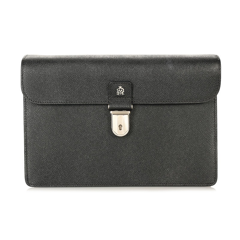 dunhill登喜路 男士黑色牛皮压纹翻盖锁扣式公文包手包l3s590a hy