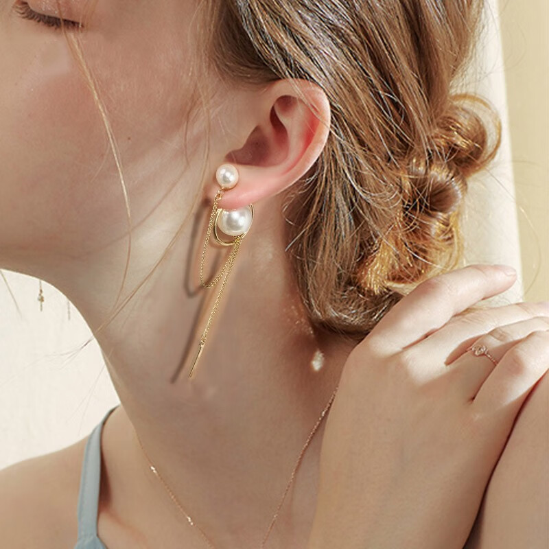 卡俪瑞莎珍珠耳环女流苏女几何高级感长款