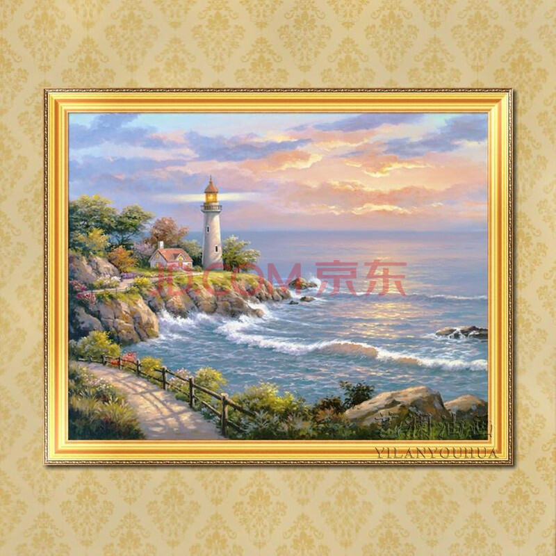 艺澜地中海风格爱琴海手绘油画海浪朝霞北欧风格简欧式家居软装饰品客厅电表箱餐厅卧室玄关有框画dh47 纯手绘油画90 160cm 图片价格品牌报价 京东