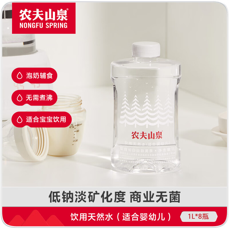 农夫山泉饮用水饮用天然水(适合婴幼儿)低钠1L*8瓶整箱装拍3发24 112.8元 - 86线报