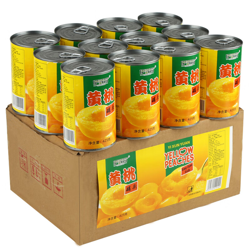 好吃的黄桃罐头 伊寻园 水果黄桃罐头425g*6罐 19.8💰折3.3元/罐 - 线报酷