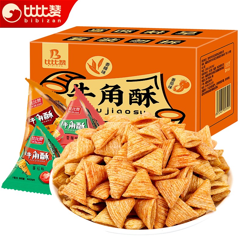比比赞蟹黄味糯米锅巴500g 12.9元，比比赞混合味牛角酥400g*2箱 15.9元 - 折送网