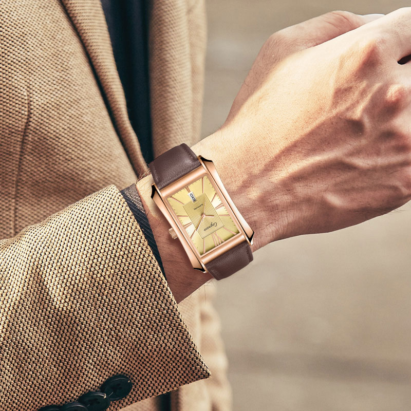 cagraer卡爵亚方形时尚商务男士皮带腕表