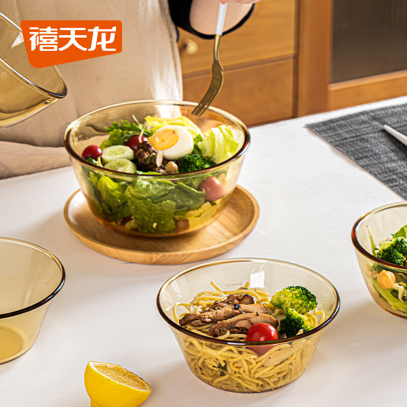 禧天龙高硼硅加厚耐热玻璃盆760ml+1095ml+1595ml套装 36.9元 - 美泡泡