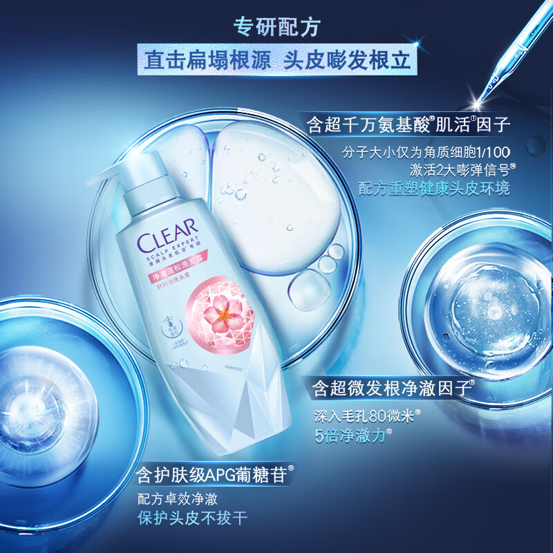 清扬头皮护理净澈蓬松高颅顶氨基酸无硅油洗发露700g 65元 - 86线报