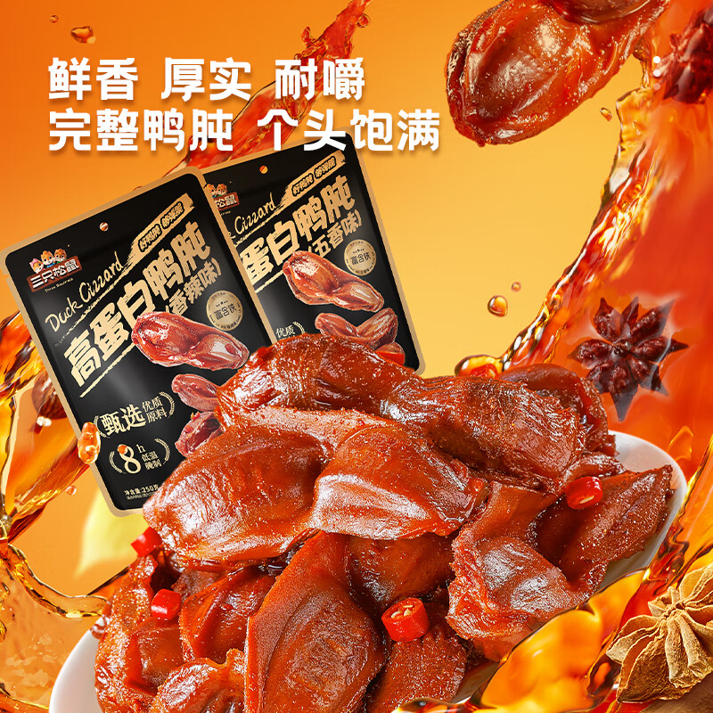 三只松鼠高蛋白鸭肫250g*2袋 29.9元 - 线报酷