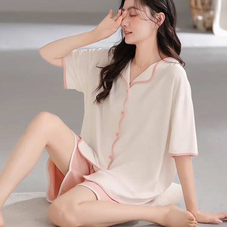 雅鹿莫代尔短袖➕长裤家居服套装女 29.9元 - 线报酷