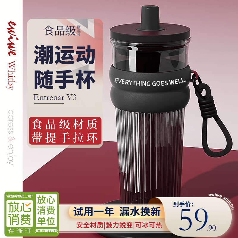 EWIWE大容量吸管水杯750ml 19元，EWIWE智能温显咖啡杯430ml 29元 - 线报酷