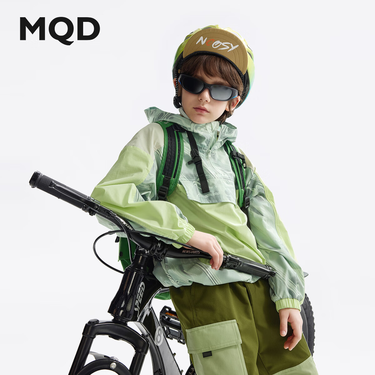 MQD男童骑行服绿花版 129元，MQD男童立领套装浅麻灰 159元 - 线报酷