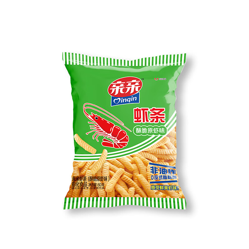 亲亲经典虾条60g*1袋 亲亲原味虾片60g*1袋 叠礼金任选6件🈴18 - 线报酷