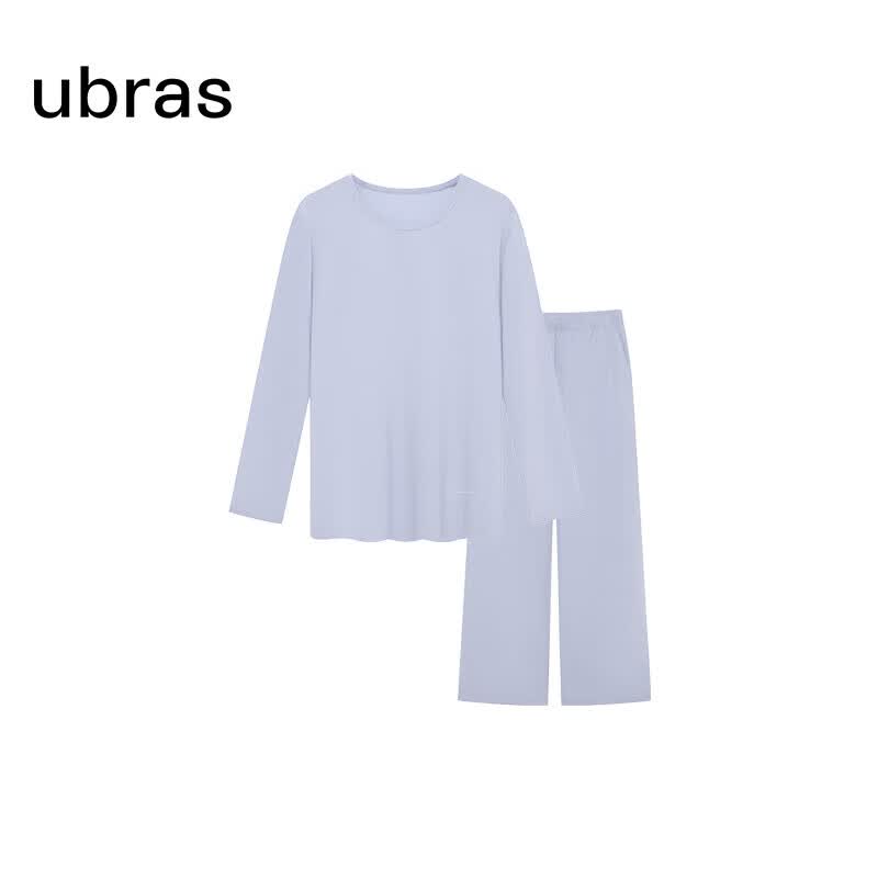 ubras云棉系列一字领睡衣家居服长袖+长裤2件套装 92.66元 - 线报酷