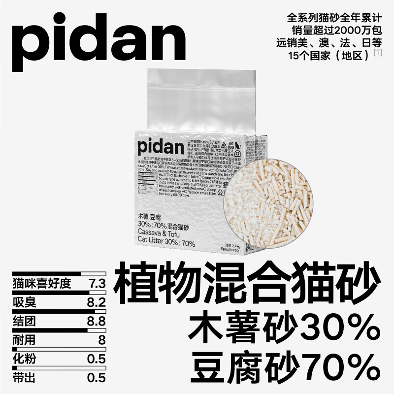 Pidan豆腐混合猫砂1.9kg 3.9元，Pidan经典混合猫砂2.4kg 7.5元 - 折送网