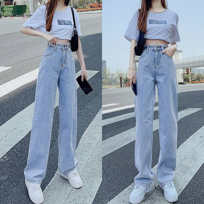 蝴蝶曼春夏宽松阔腿牛仔裤女 59.9元 - 线报酷