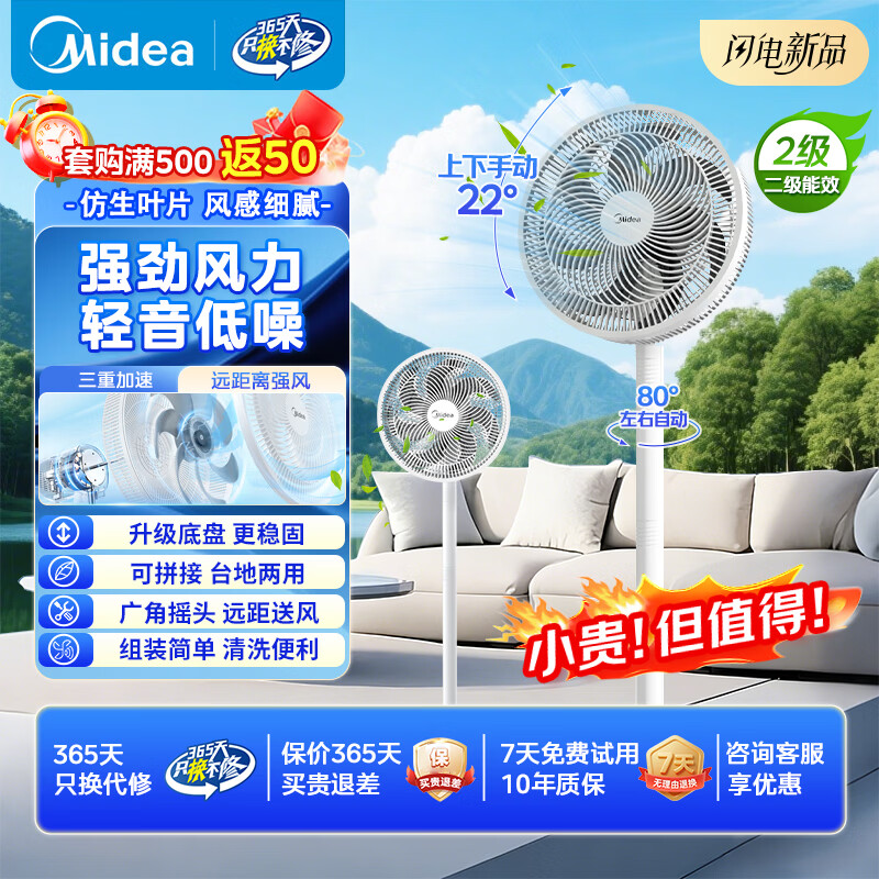 美的强劲风力电风扇 109.5元 - 折送网