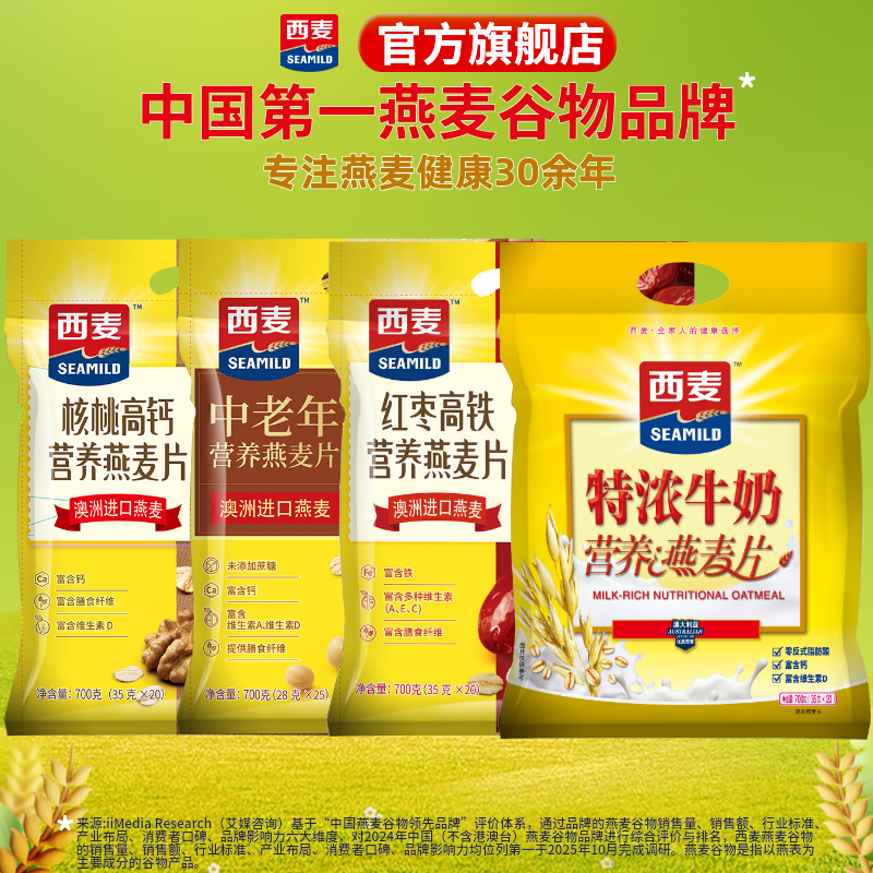 西麦麦片特浓牛奶700g+红枣高铁700g 35.9元 - 线报酷